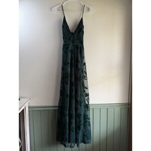 NEW Sweet Storm Beauty Hunter Green Tulle Backless Maxi Dress WOMEN'S LARGE
